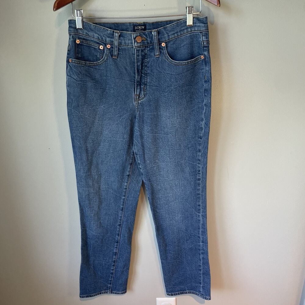 J Crew‎ Jeans Size 28 Womens Blue Essential Straight Stretch Medium Wash Denim
